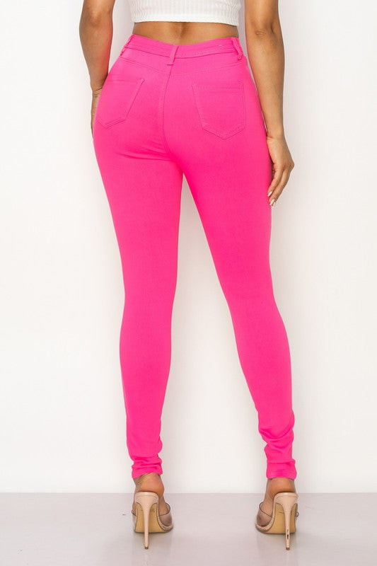 Gallie High Waist Skinny Pants - Pink