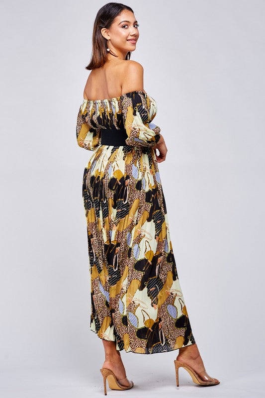 LeAnna Leopard Mix Print Maxi Dress