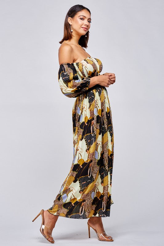 LeAnna Leopard Mix Print Maxi Dress