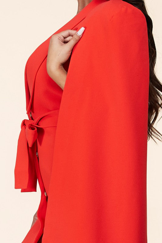 red cape blazer dress Lavish Alice crystal embellished cape blazer dress in red