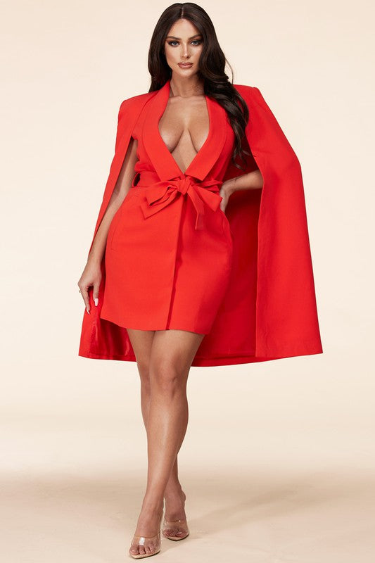 red cape blazer dress Cape Blazer Dress