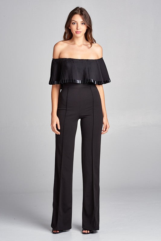 Kimmy Off Shoulder Pleated Jumpsuit