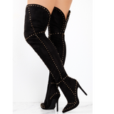 Tease Me Studded Faux Suede Tall Boots