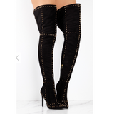 Tease Me Studded Faux Suede Tall Boots